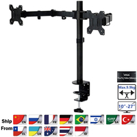 MS02 pulpit zacisk pełnoekranowy 360 stopni podwójny uchwyt monitora stojak 10 "-27" Monitor LCD LED ramię montażowe ładowanie 9.9kgs każda głowica 1